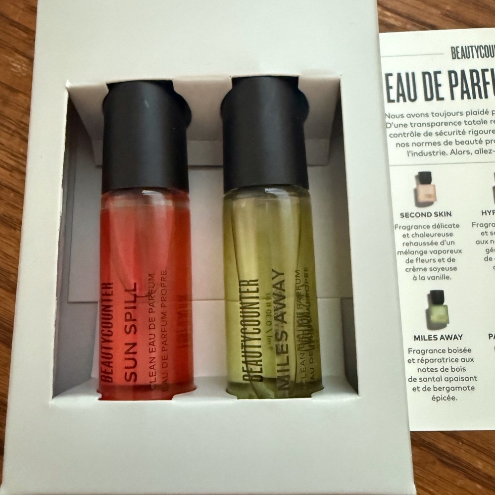 Beautycounter Clean Eau de Parfum Collection, Sun Spill & Miles Away, New